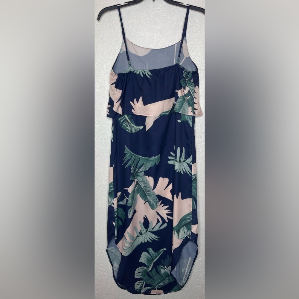Summer Adjustable Spaghetti Strap Ruffle Split Beach Tropical Maxi Dress Small - Picture 7 of 13